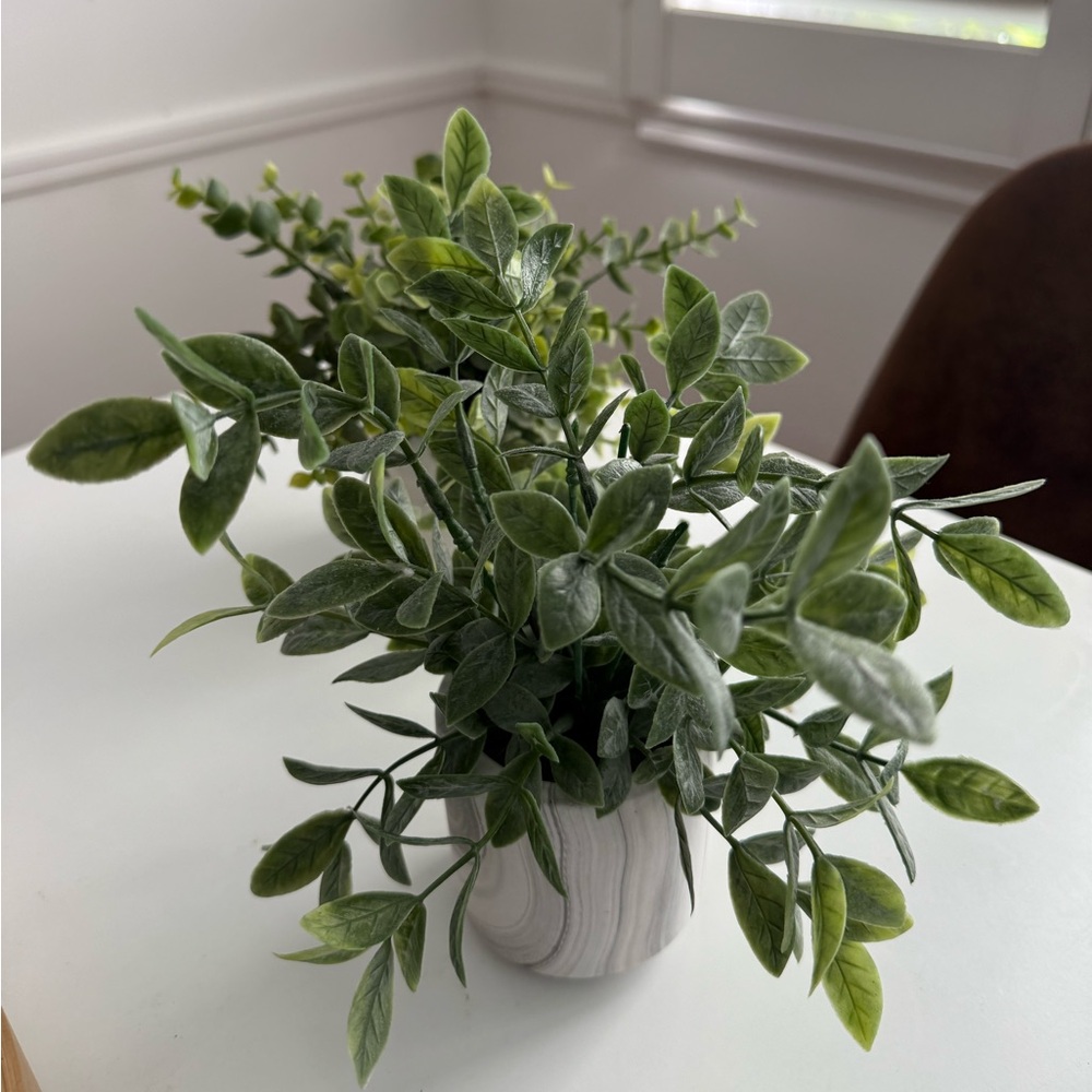 Artificial Greenery in Marble Pot set of 2